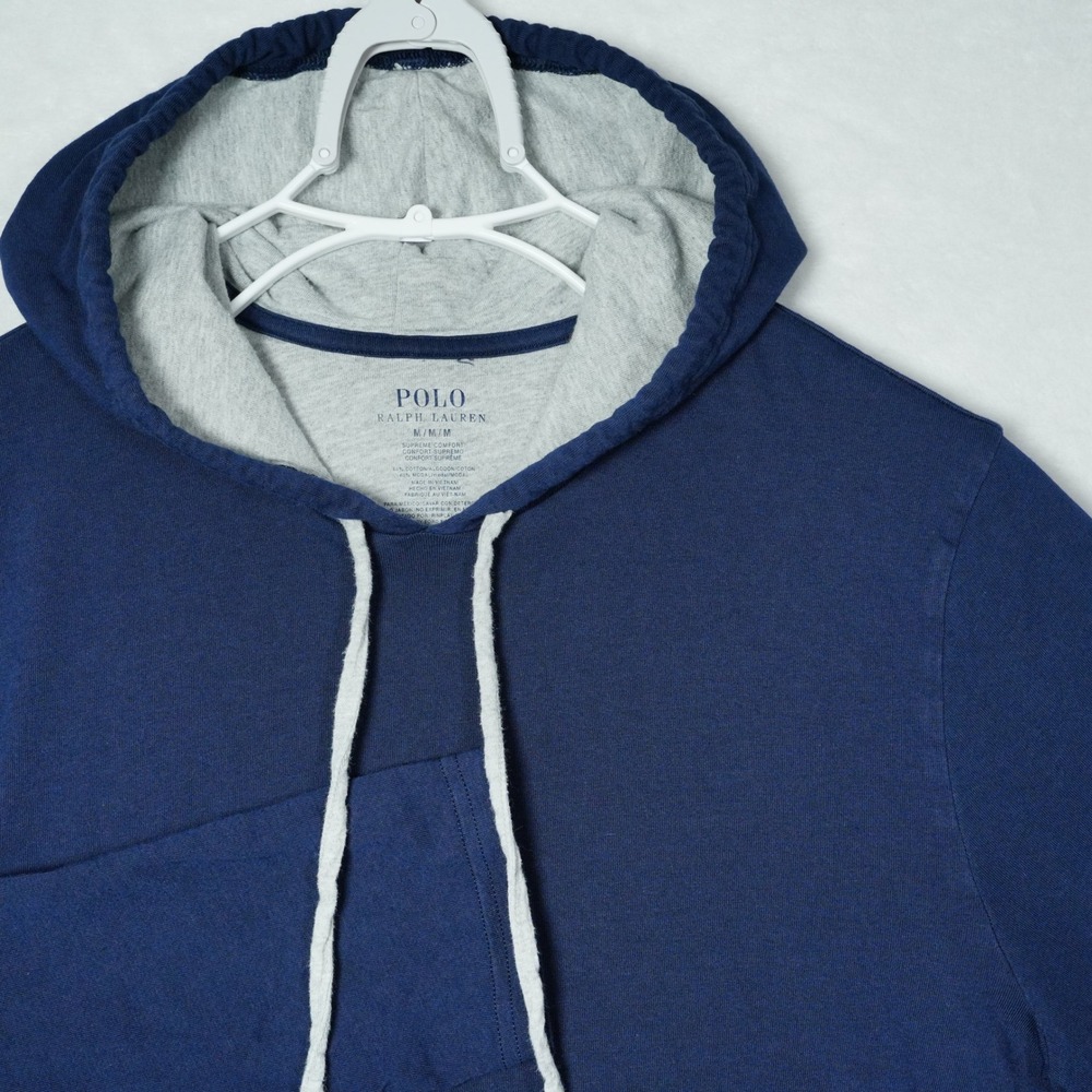 Polo Ralph Lauren Mens Navy Blue Cotton Modal Lightweight Hoodie Size M